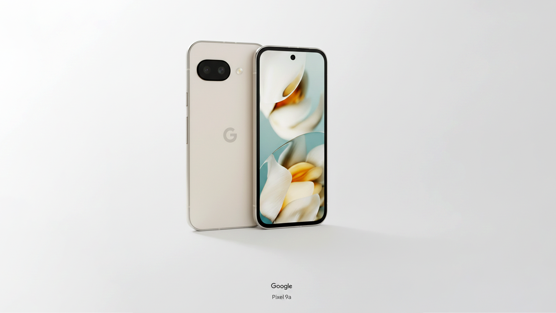 Google Pixel 9a smartphone front view with AI photo editing interface on screen